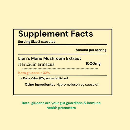 Lion's Mane Mushroom | Brain Health - Immune & Nervous System Support | 60 Caps