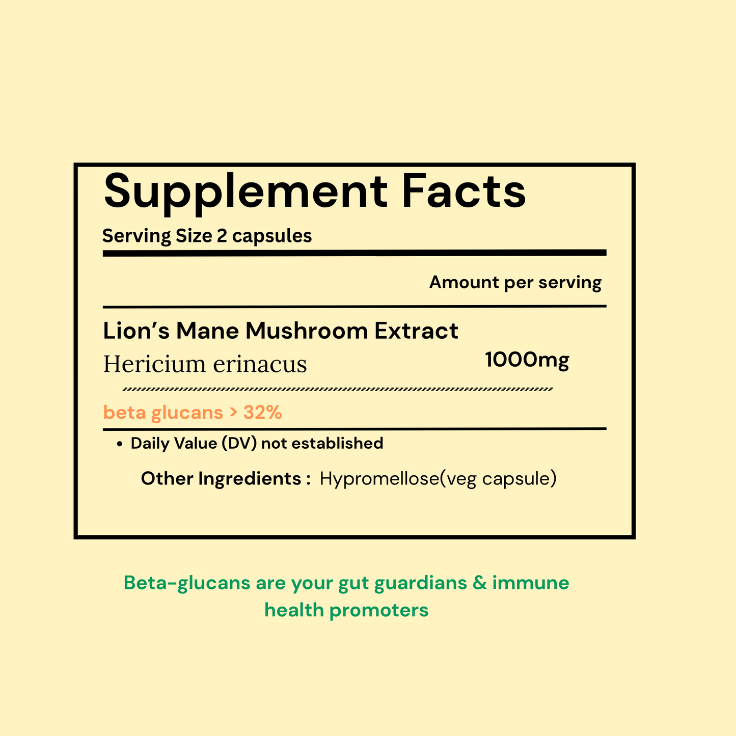 Lion's Mane Mushroom | Brain Health - Immune & Nervous System Support | 60 Caps