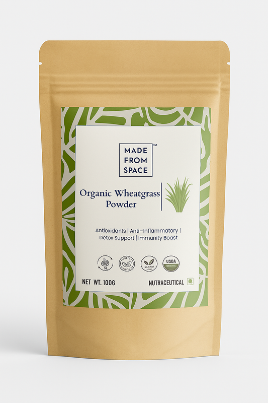 MADE FROM SPACE™ USDA Organic Wheat Grass - 100g, Supports Immunity & Boosts Stamina, Rich in Natural Antioxidants, Vitamins & Minerals, For Detox, Overall Well-Being, GMP & NPOP Certified Organic