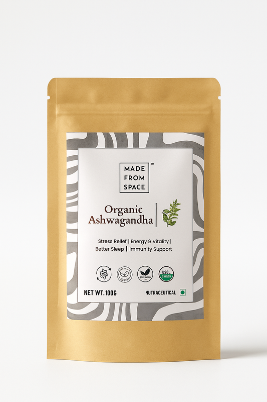 MADE FROM SPACE™ USDA Organic Ashwagandha Root Powder (100 GM)|Jaivik Bharat Certified|Pure|Natural|Helps Fight Anxiety & Stress|Ashwagandha Podi/Amukkara Kizhangu/Asvagandha Churna