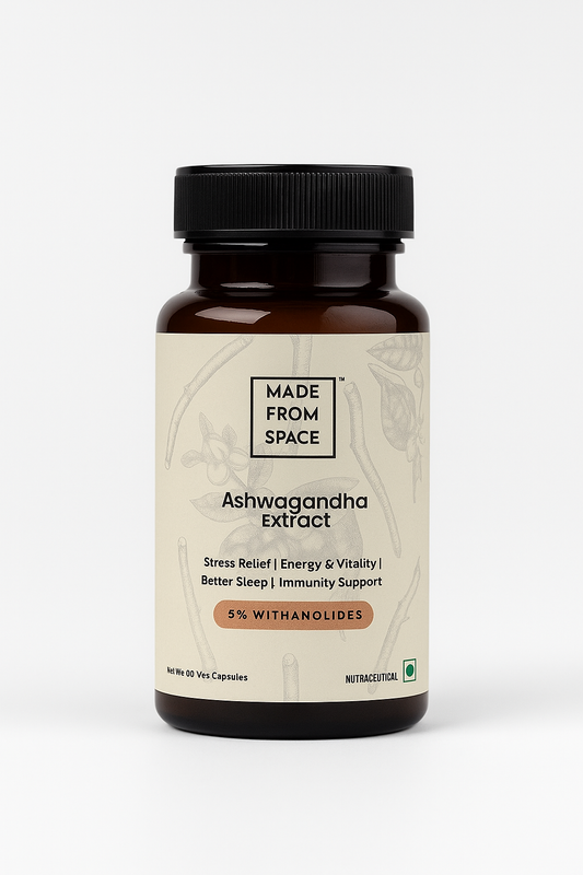 MADE FROM SPACE™ Ashwagandha (500 mg) | Extra Strength Natural Formulation | Support strength & energy | Withania Somnifera 5% Withanolide Extract - 60 Vegetarian Capsules