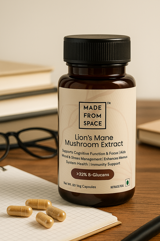 MADE FROM SPACE™ Lion's Mane Mushroom for Brain Health Support - Mushroom Support for Focus & Memory Function - Immune & Nervous System Supplement | 60 Caps